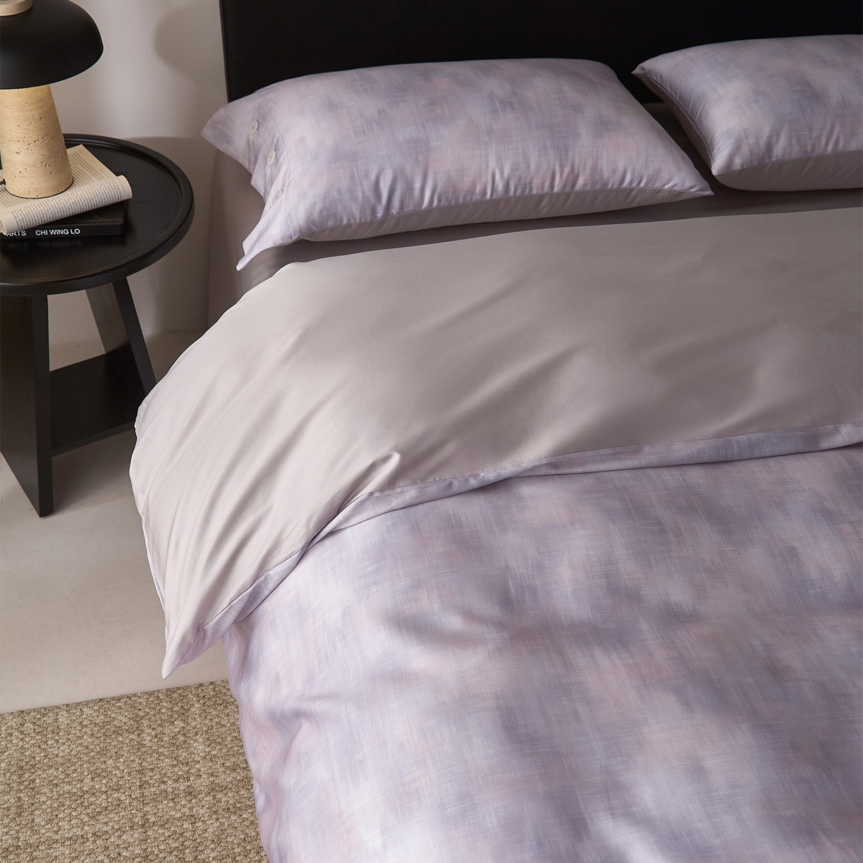 91家纺网 家纺一手货源 找家纺 （总）ONE TWO ONE 121 2026新款100s50支长绒棉纯棉全棉床上用品数码印花四件套纽扣款-墨染江南