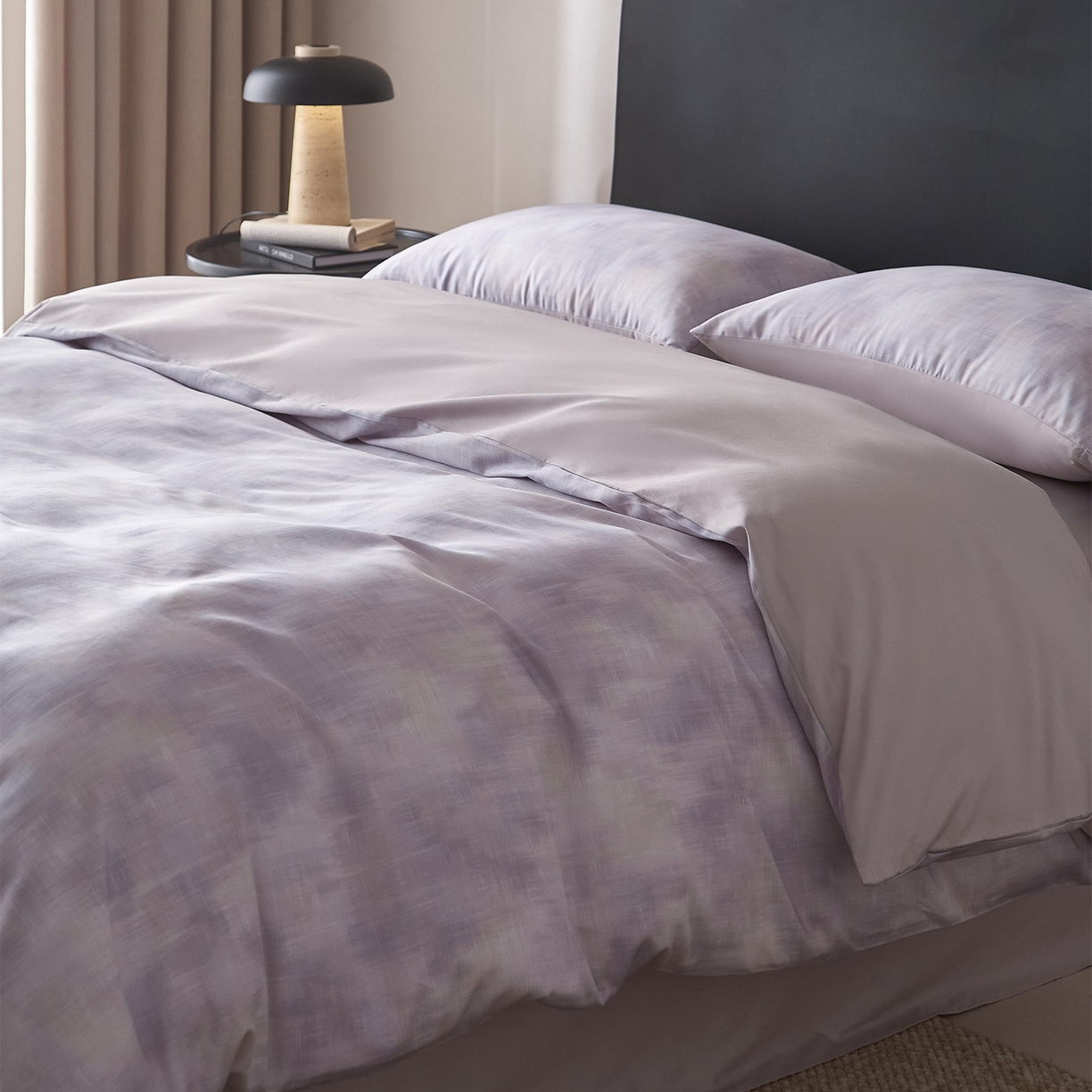 91家纺网 家纺一手货源 找家纺 （总）ONE TWO ONE 121 2026新款100s50支长绒棉纯棉全棉床上用品数码印花四件套纽扣款-墨染江南