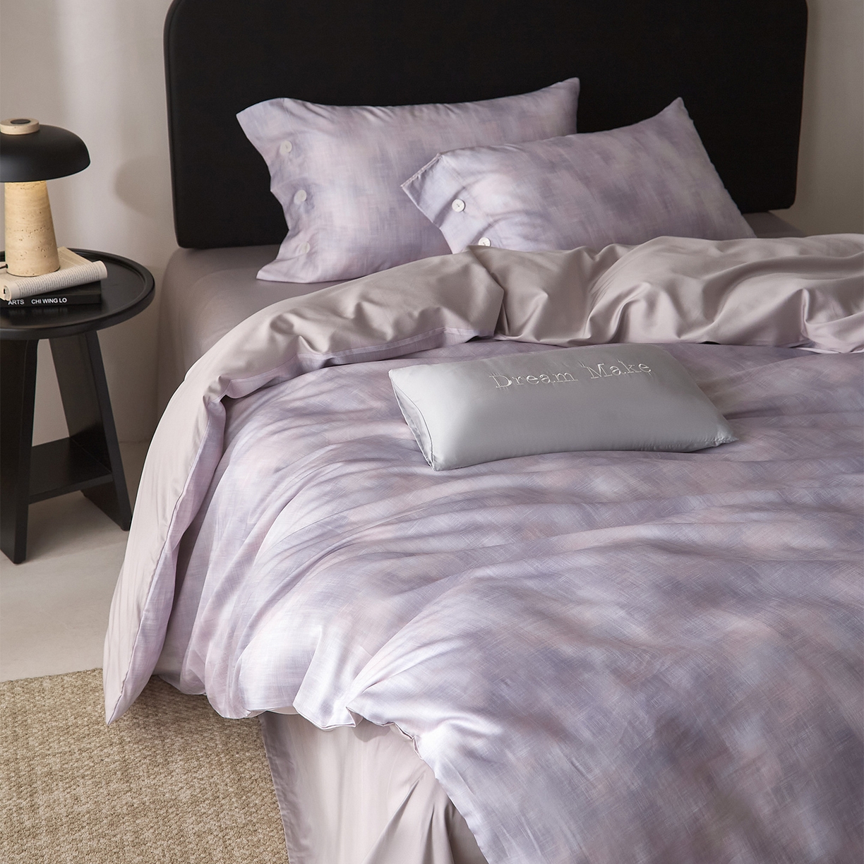 91家纺网 家纺一手货源 找家纺 （总）ONE TWO ONE 121 2026新款100s50支长绒棉纯棉全棉床上用品数码印花四件套纽扣款-墨染江南