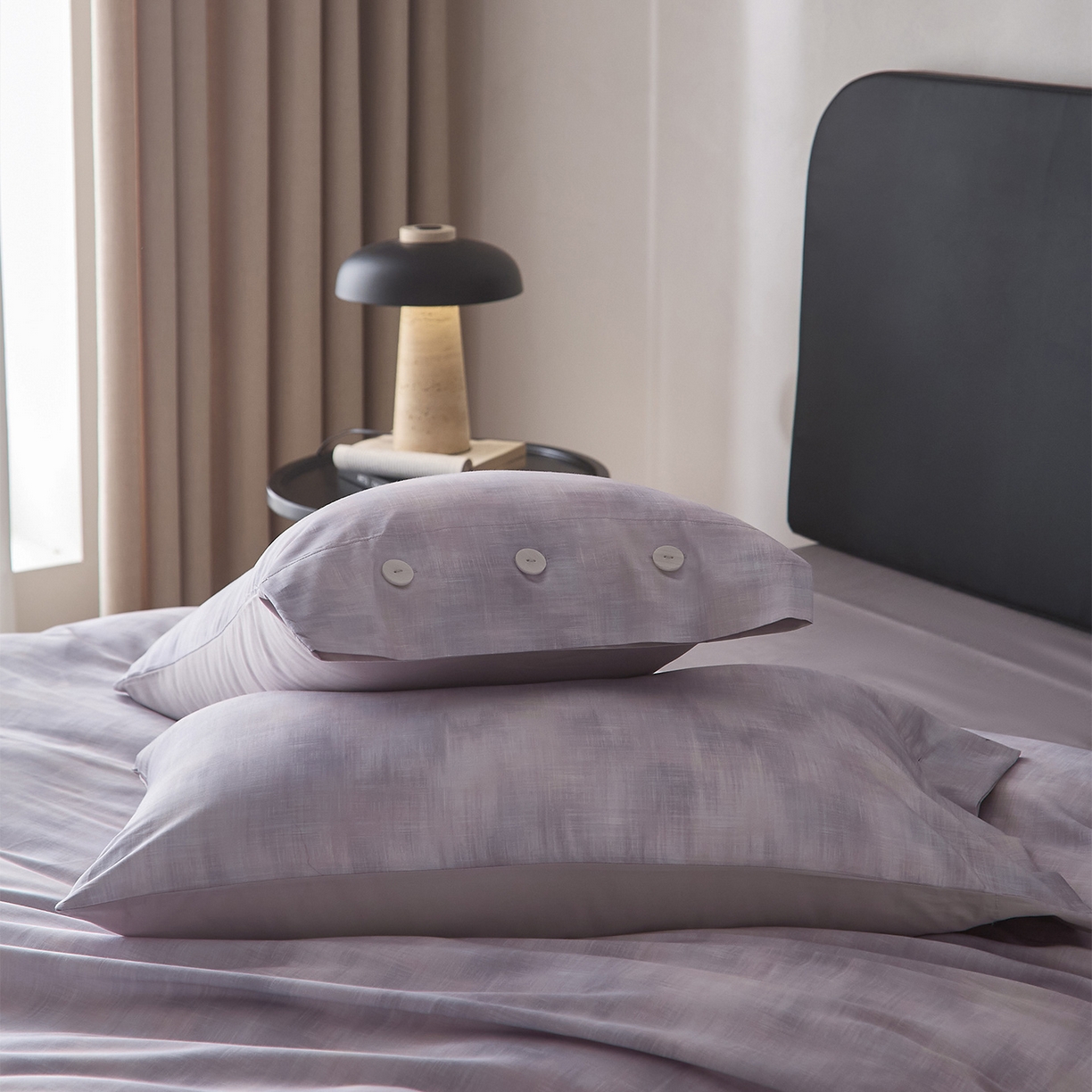 91家纺网 家纺一手货源 找家纺 （总）ONE TWO ONE 121 2026新款100s50支长绒棉纯棉全棉床上用品数码印花四件套纽扣款-墨染江南