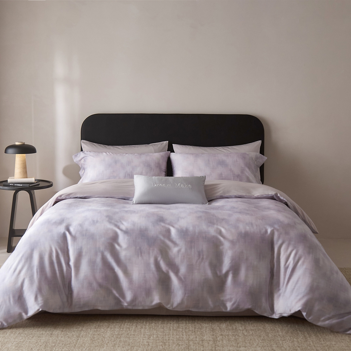 91家纺网 家纺一手货源 找家纺 ONE TWO ONE 121 2026新款100s50支长绒棉纯棉全棉床上用品数码印花四件套纽扣款-墨染江南 墨染江南-紫