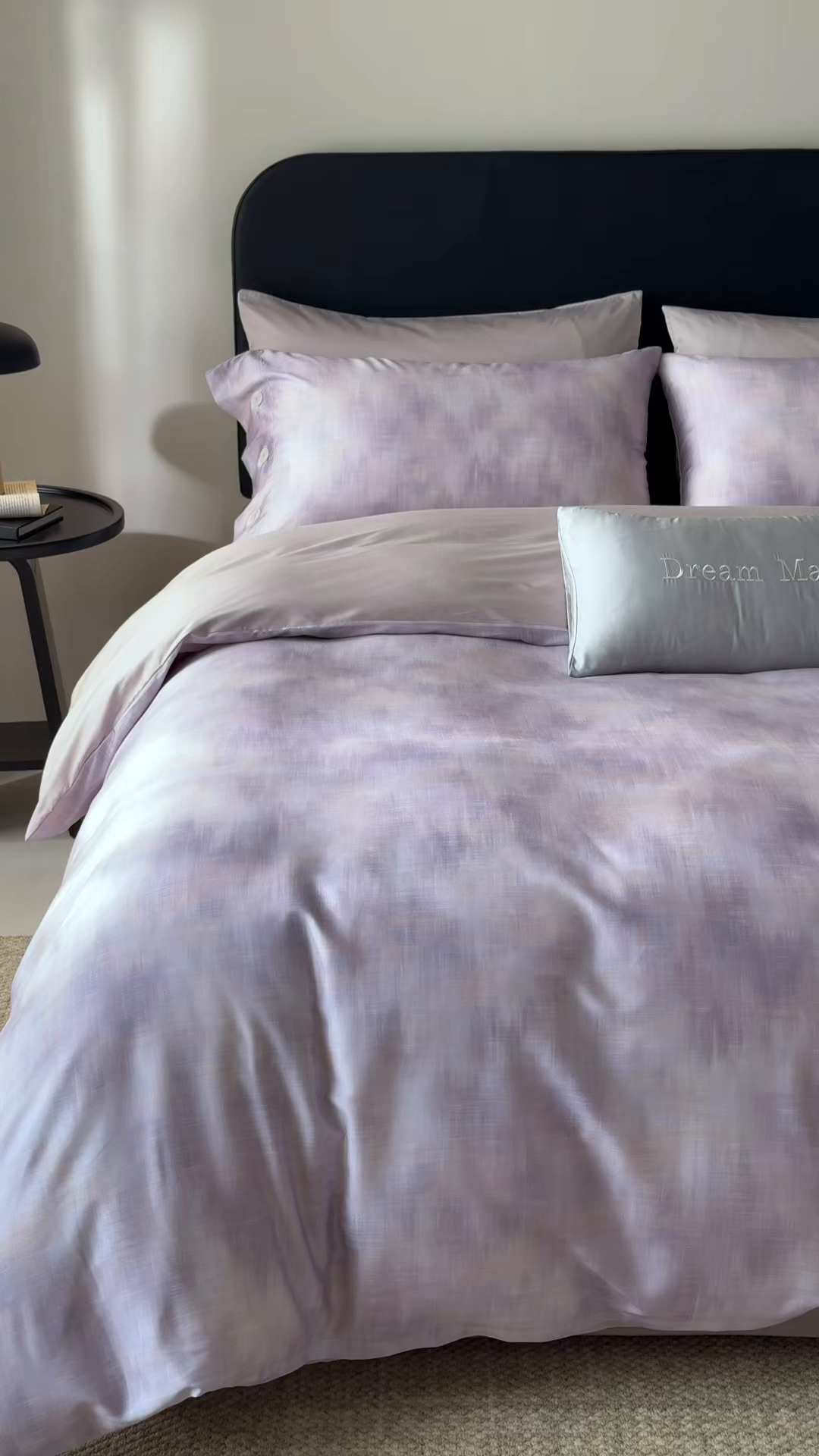 91家纺网 家纺一手货源 找家纺 ONE TWO ONE 121 2026新款100s50支长绒棉纯棉全棉床上用品数码印花四件套纽扣款-墨染江南 墨染江南-紫