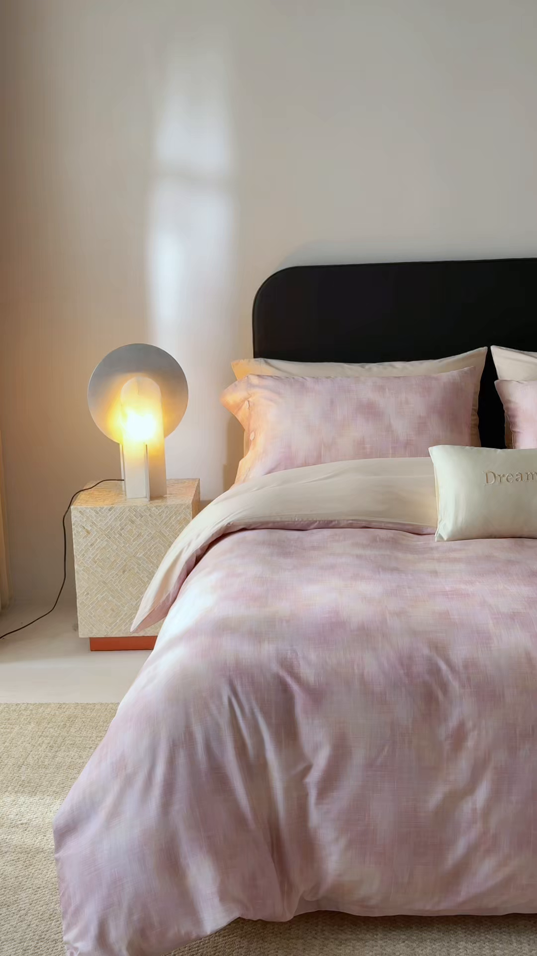 91家纺网 家纺一手货源 找家纺 ONE TWO ONE 121 2026新款100s50支长绒棉纯棉全棉床上用品数码印花四件套纽扣款-墨染江南 墨染江南-粉