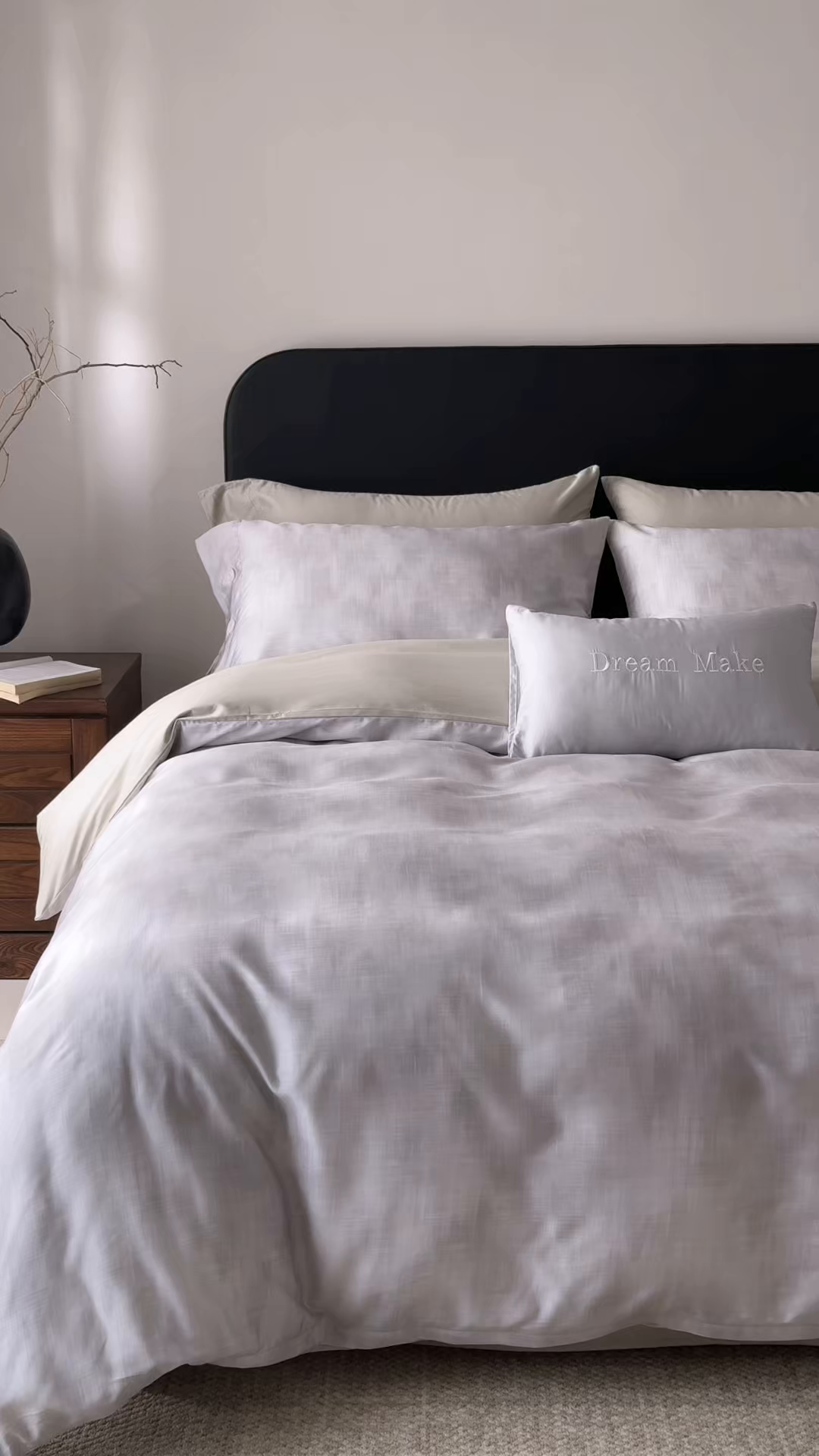 91家纺网 家纺一手货源 找家纺 ONE TWO ONE 121 2026新款100s50支长绒棉纯棉全棉床上用品数码印花四件套纽扣款-墨染江南 墨染江南-灰