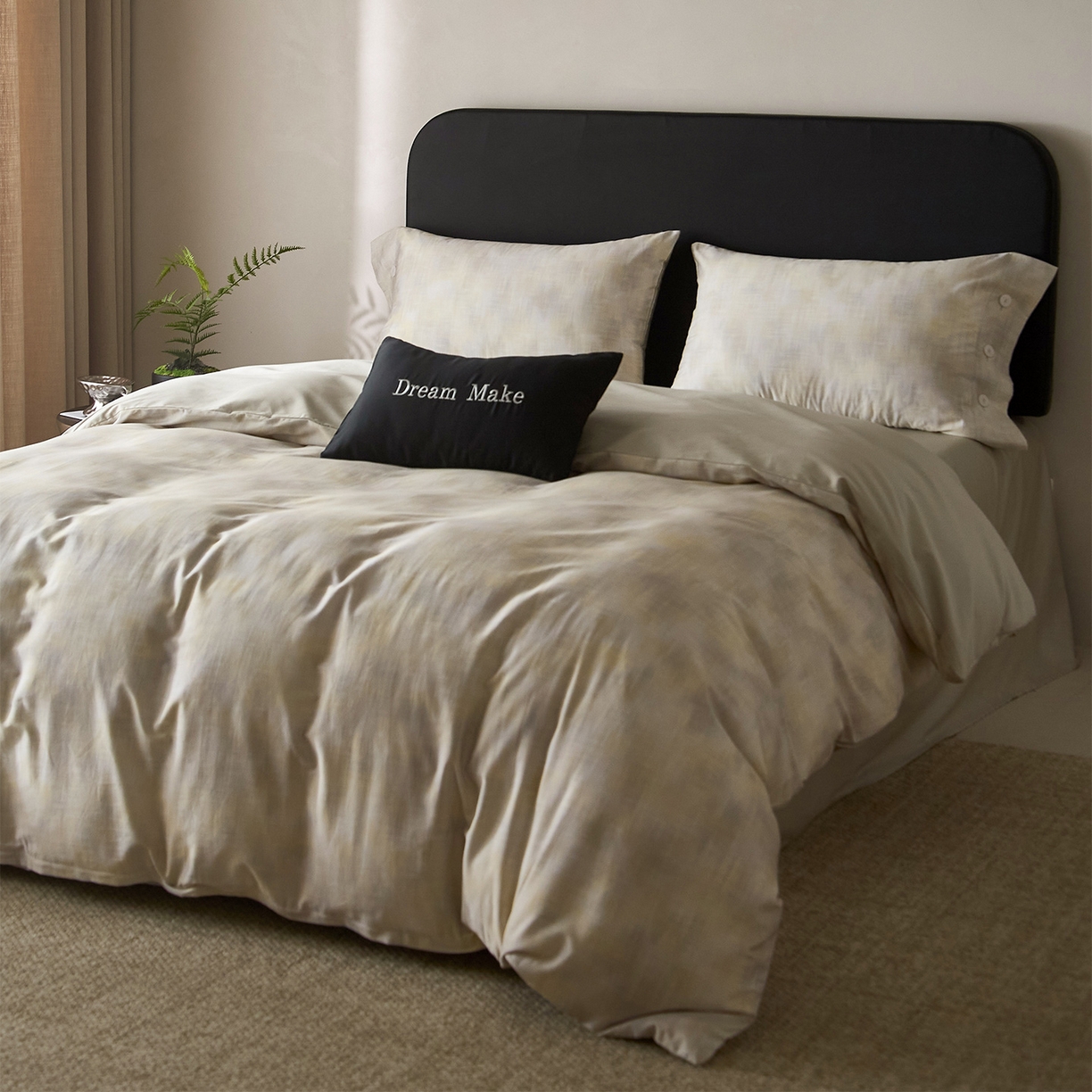 91家纺网 家纺一手货源 找家纺 ONE TWO ONE 121 2026新款100s50支长绒棉纯棉全棉床上用品数码印花四件套纽扣款-墨染江南 墨染江南-晴