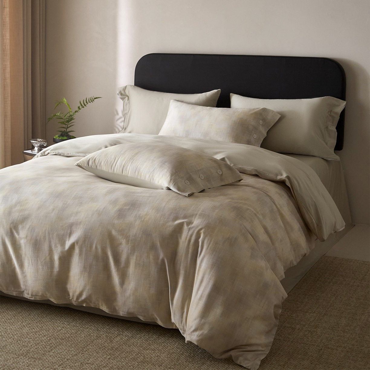 91家纺网 家纺一手货源 找家纺 ONE TWO ONE 121 2026新款100s50支长绒棉纯棉全棉床上用品数码印花四件套纽扣款-墨染江南 墨染江南-晴