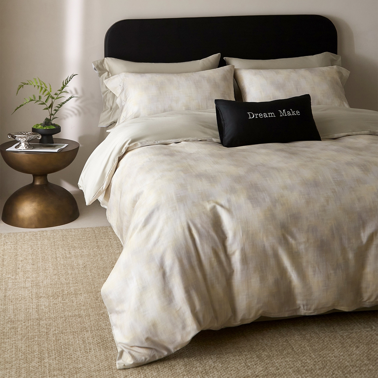 91家纺网 家纺一手货源 找家纺 ONE TWO ONE 121 2026新款100s50支长绒棉纯棉全棉床上用品数码印花四件套纽扣款-墨染江南 墨染江南-晴