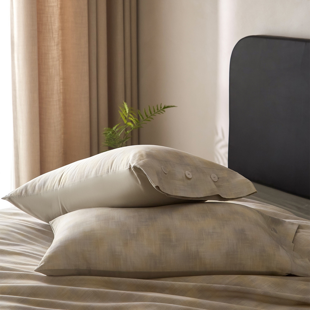 91家纺网 家纺一手货源 找家纺 ONE TWO ONE 121 2026新款100s50支长绒棉纯棉全棉床上用品数码印花四件套纽扣款-墨染江南 墨染江南-晴