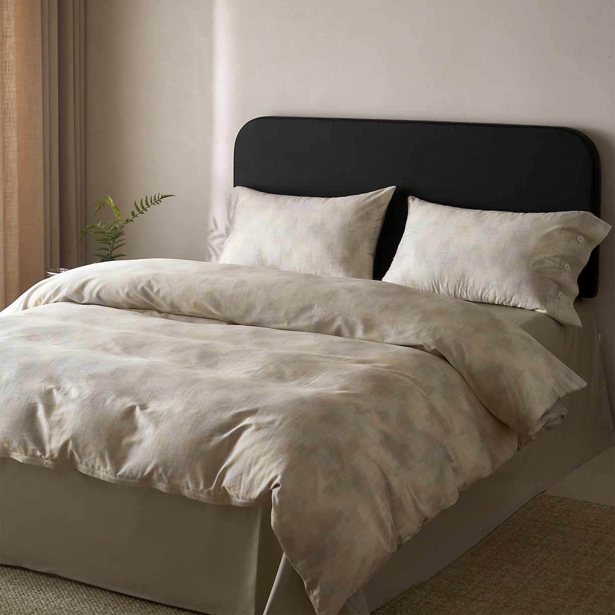 91家纺网 家纺一手货源 找家纺 ONE TWO ONE 121 2026新款100s50支长绒棉纯棉全棉床上用品数码印花四件套纽扣款-墨染江南 墨染江南-晴