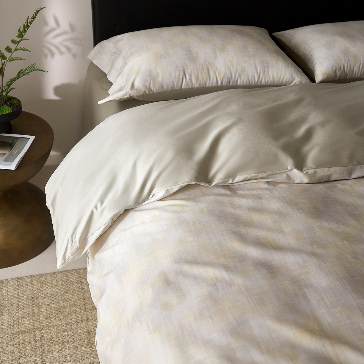 91家纺网 家纺一手货源 找家纺 ONE TWO ONE 121 2026新款100s50支长绒棉纯棉全棉床上用品数码印花四件套纽扣款-墨染江南 墨染江南-晴