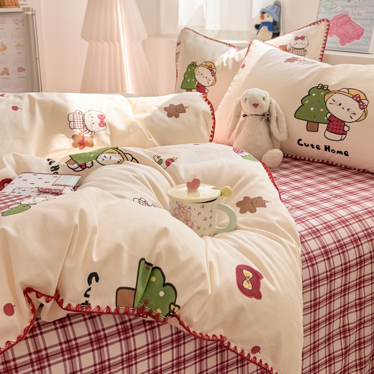 91家纺网 家纺一手货源 找家纺 （总）女子家纺 2026新款贝壳边三角针12868全棉纯棉四件套