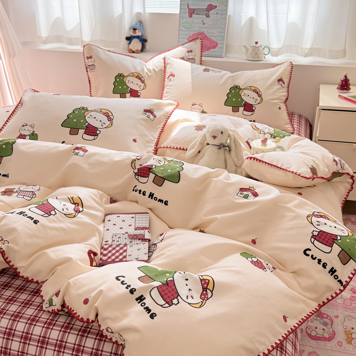 91家纺网 家纺一手货源 找家纺 （总）女子家纺 2026新款贝壳边三角针12868全棉纯棉四件套