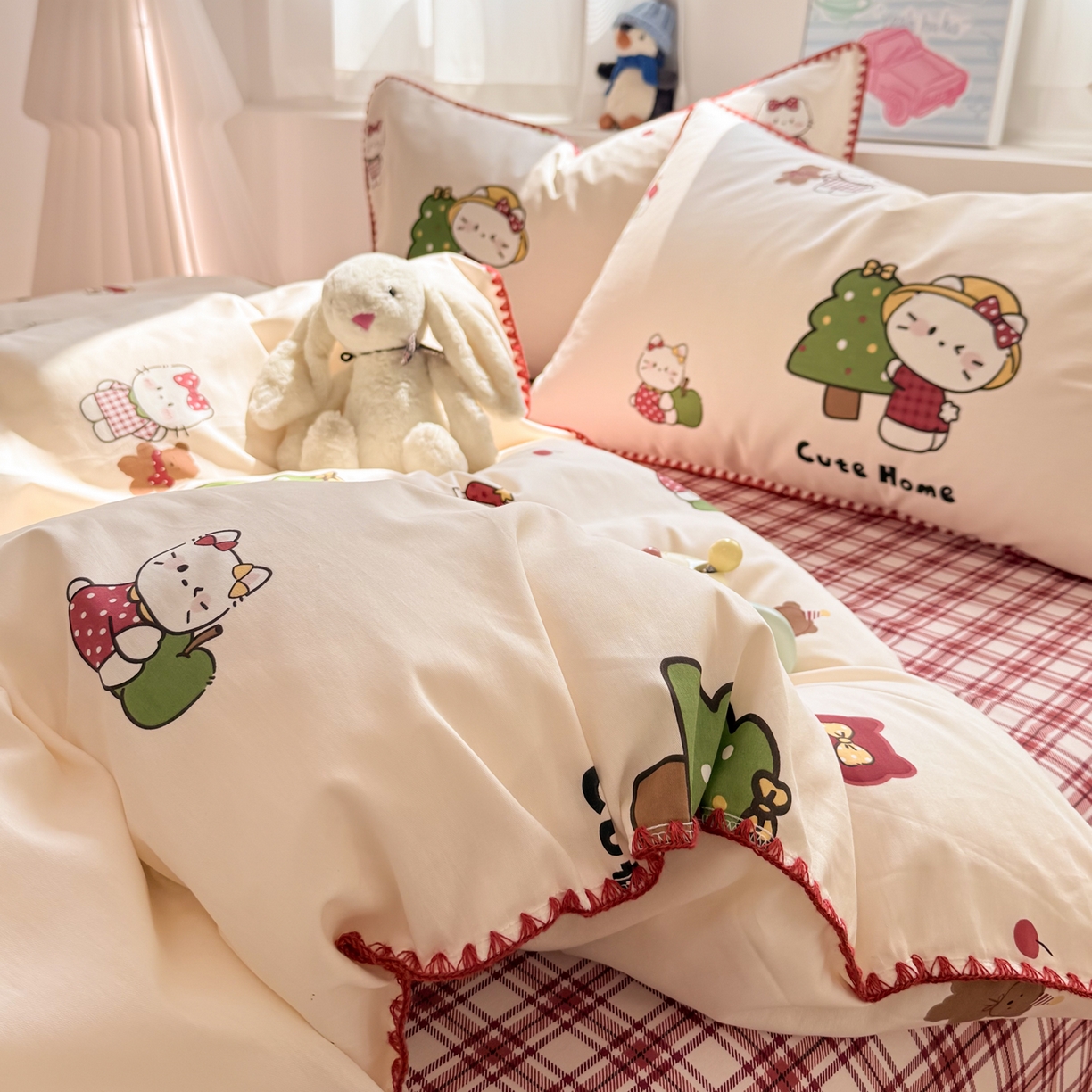 91家纺网 家纺一手货源 找家纺 （总）女子家纺 2026新款贝壳边三角针12868全棉纯棉四件套