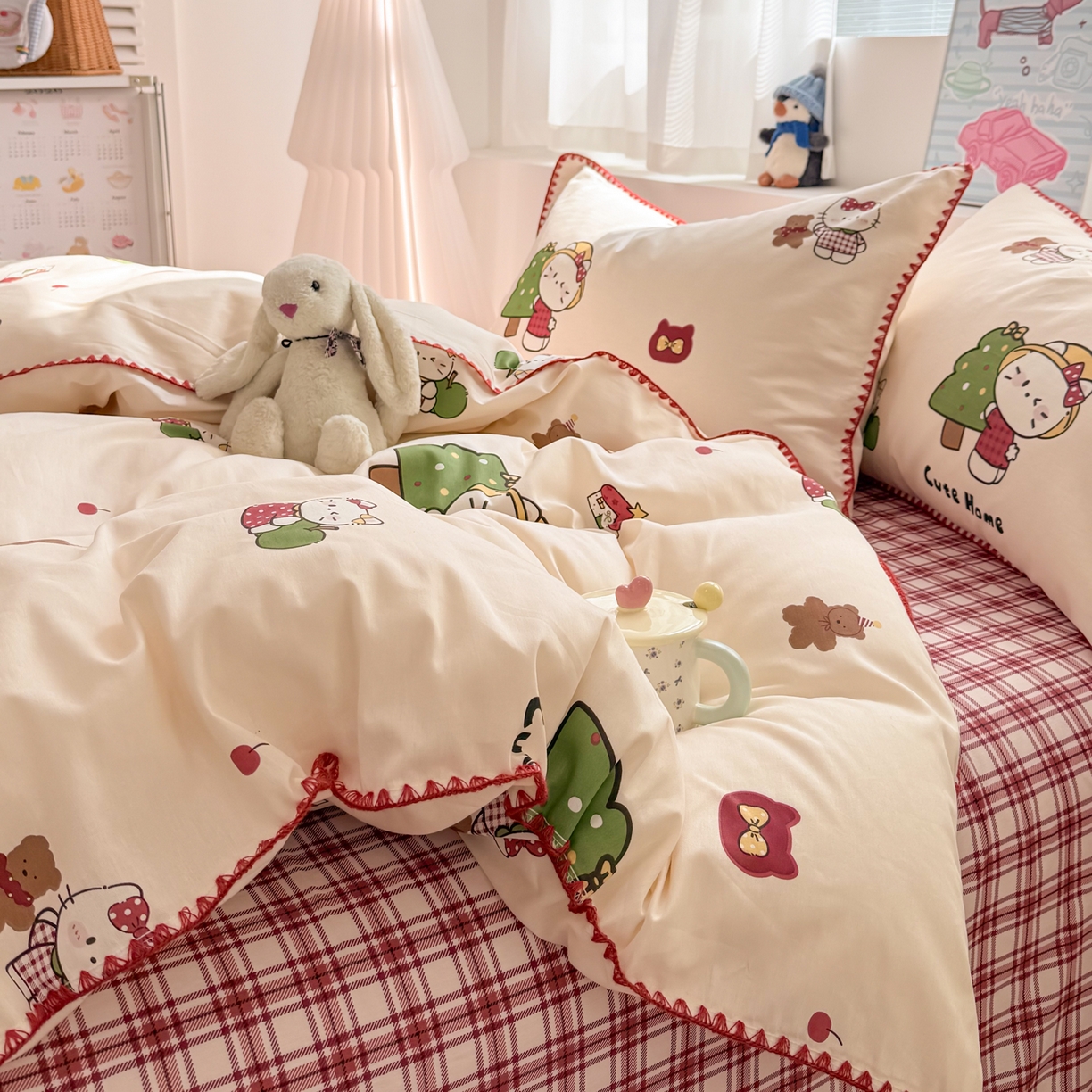 91家纺网 家纺一手货源 找家纺 （总）女子家纺 2026新款贝壳边三角针12868全棉纯棉四件套