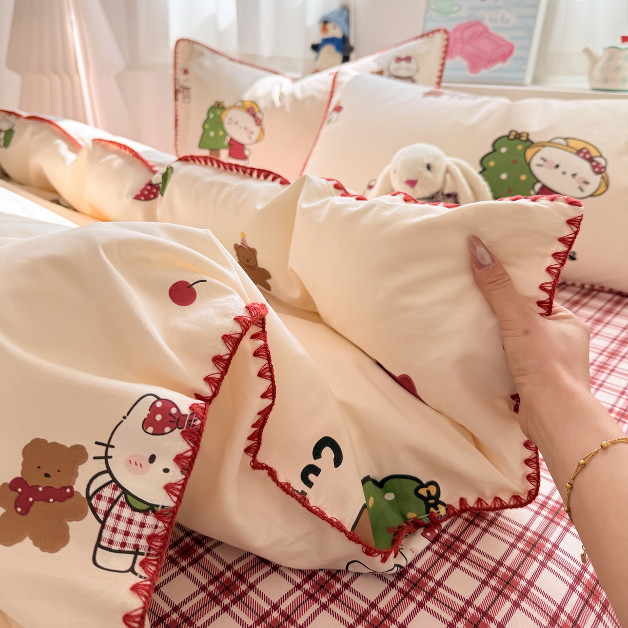 91家纺网 家纺一手货源 找家纺 （总）女子家纺 2026新款贝壳边三角针12868全棉纯棉四件套