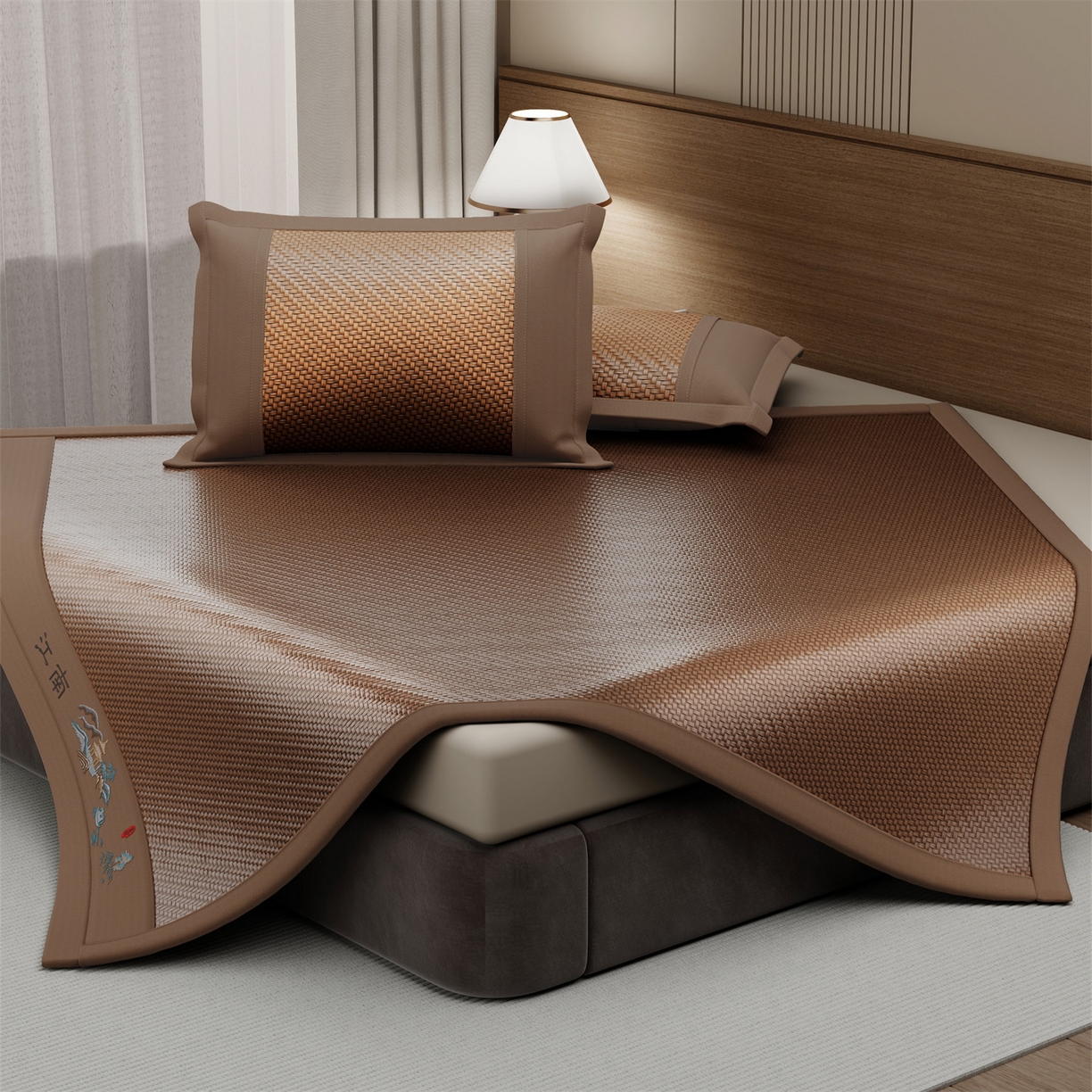 91家纺网 家纺一手货源 找家纺 女子家纺 2026新款PE凉感席床席-江南 江南-巧克力色