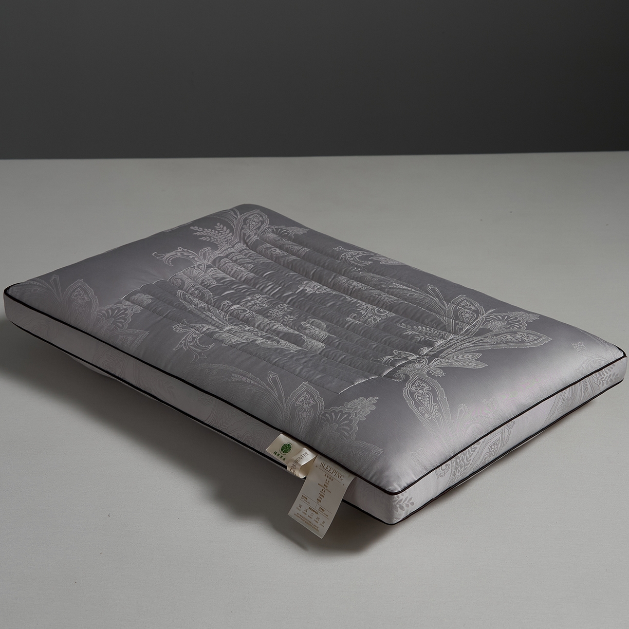 91家纺网 家纺一手货源 找家纺 乐可 2026新款提花决明子枕天丝棉枕头枕芯 提花决明子枕-灰