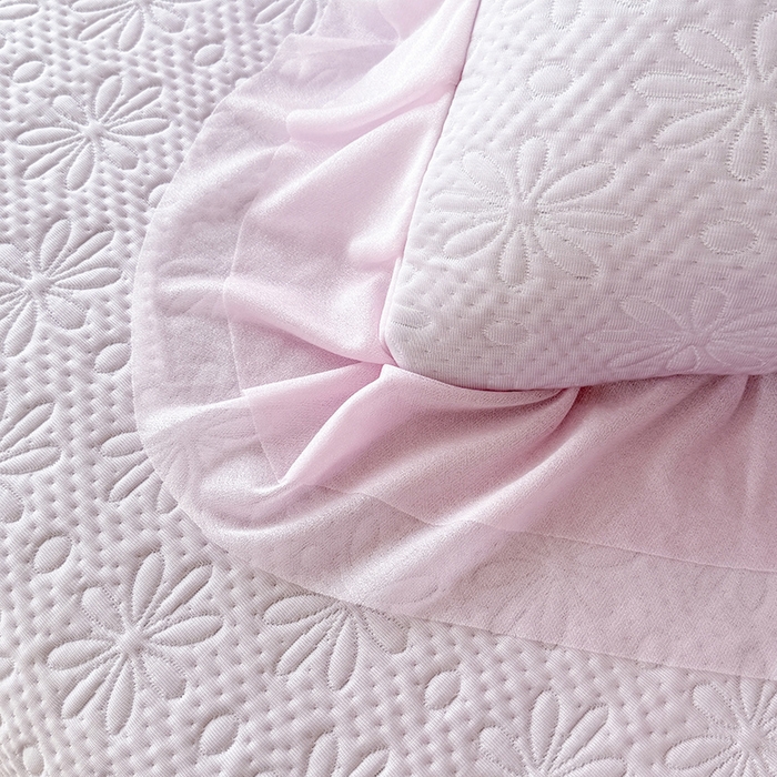 91家纺网 家纺一手货源 找家纺 苏米娜家纺SUMINA 2026新款PE高分子弯边工艺双层花边床裙款凉席三件套-梦幻 梦幻-星云紫