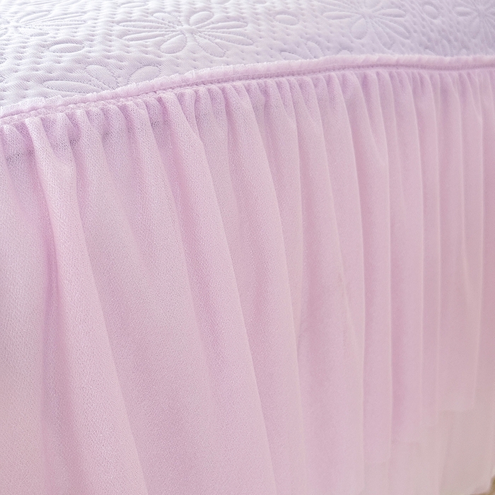 91家纺网 家纺一手货源 找家纺 苏米娜家纺SUMINA 2026新款PE高分子弯边工艺双层花边床裙款凉席三件套-梦幻 梦幻-星云紫