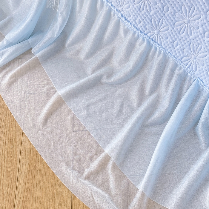 91家纺网 家纺一手货源 找家纺 苏米娜家纺SUMINA 2026新款PE高分子弯边工艺双层花边床裙款凉席三件套-梦幻 梦幻-兰屿