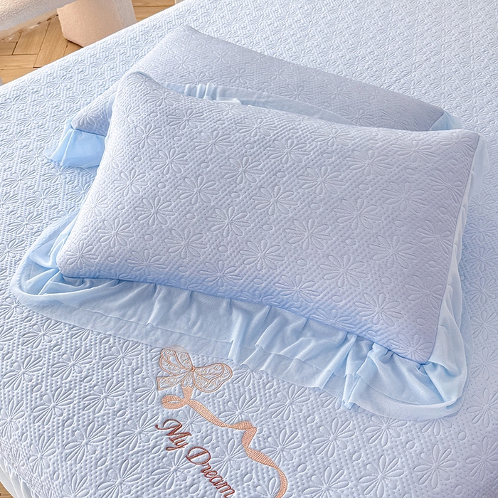 91家纺网 家纺一手货源 找家纺 苏米娜家纺SUMINA 2026新款PE高分子弯边工艺双层花边床裙款凉席三件套-梦幻 梦幻-兰屿