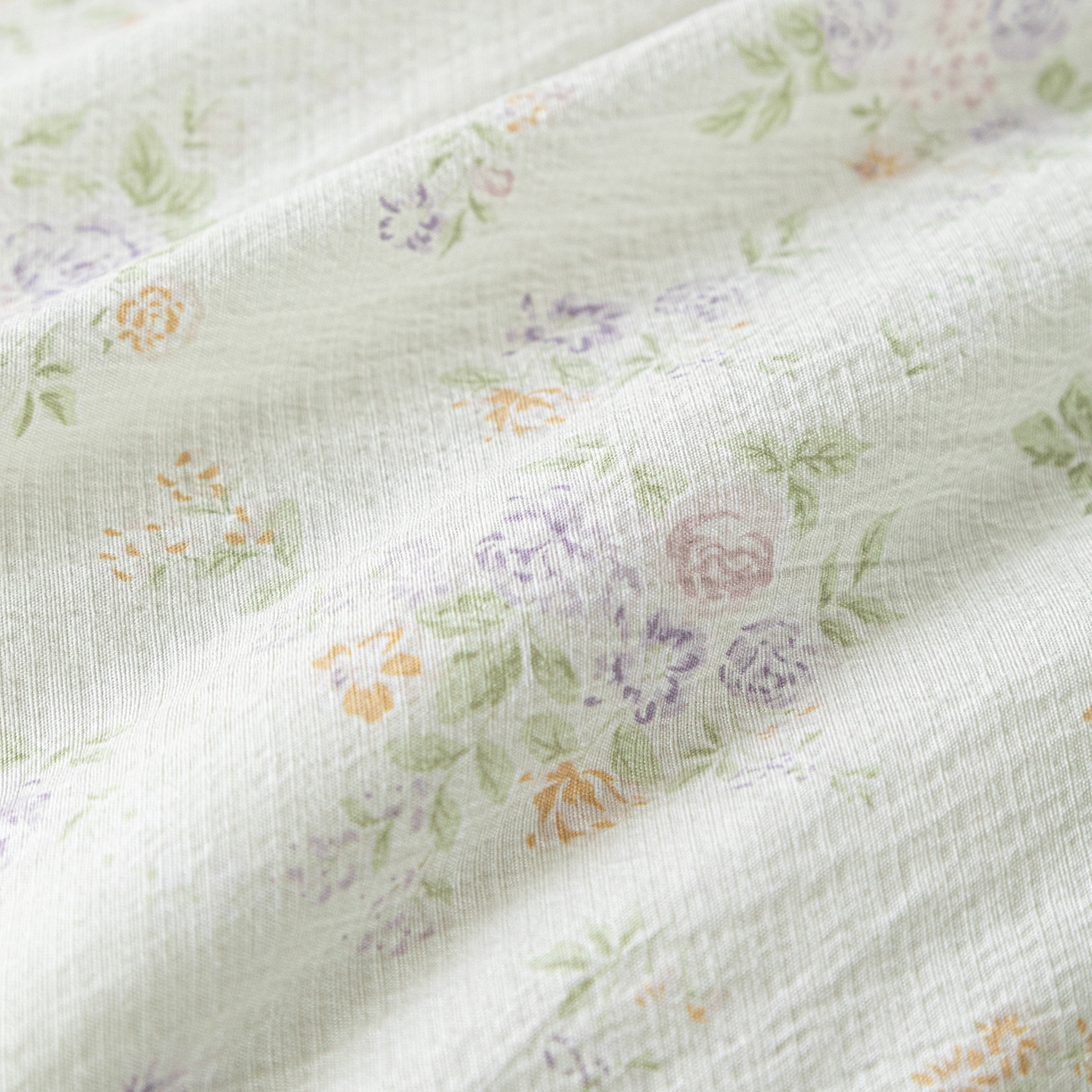 91家纺网 家纺一手货源 找家纺 几禾 2026新款A类云感双层纱夏被木棉皱皱纱棉花被小清新印花夏被夏凉被费尔岛空调被 挽歌