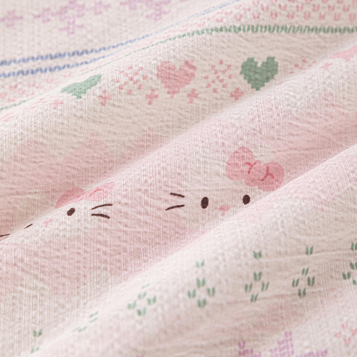 91家纺网 家纺一手货源 找家纺 几禾 2026新款A类云感双层纱夏被木棉皱皱纱棉花被小清新印花夏被夏凉被费尔岛空调被 猫趣