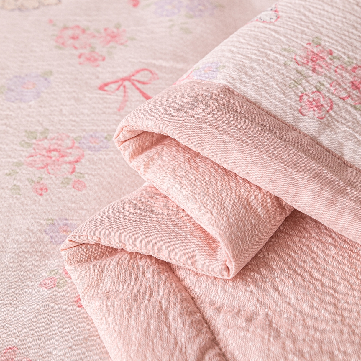 91家纺网 家纺一手货源 找家纺 几禾 2026新款A类云感双层纱夏被木棉皱皱纱棉花被小清新印花夏被夏凉被费尔岛空调被 软萌狗