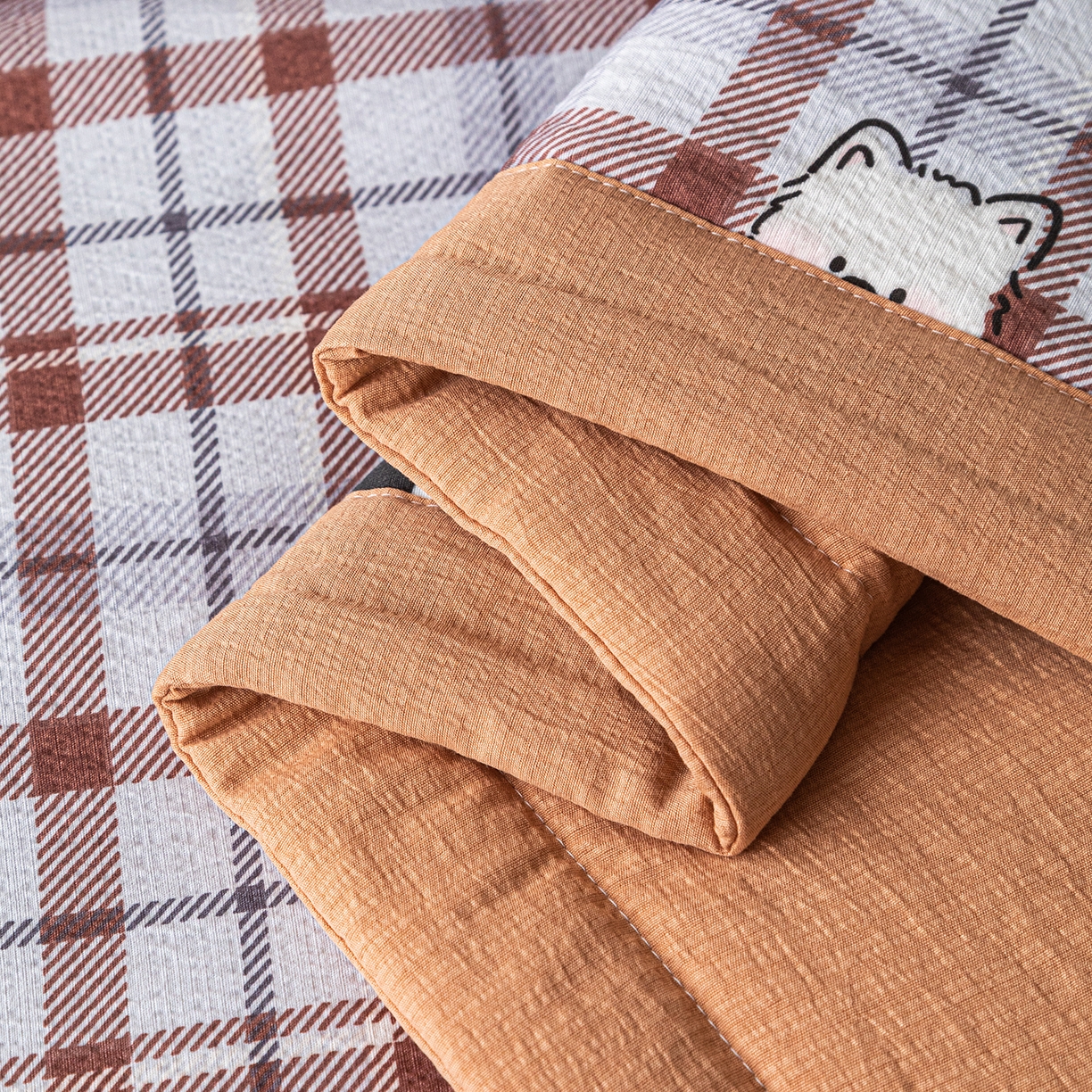 91家纺网 家纺一手货源 找家纺 几禾 2026新款A类云感双层纱夏被木棉皱皱纱棉花被小清新印花夏被夏凉被费尔岛空调被 可可小狗