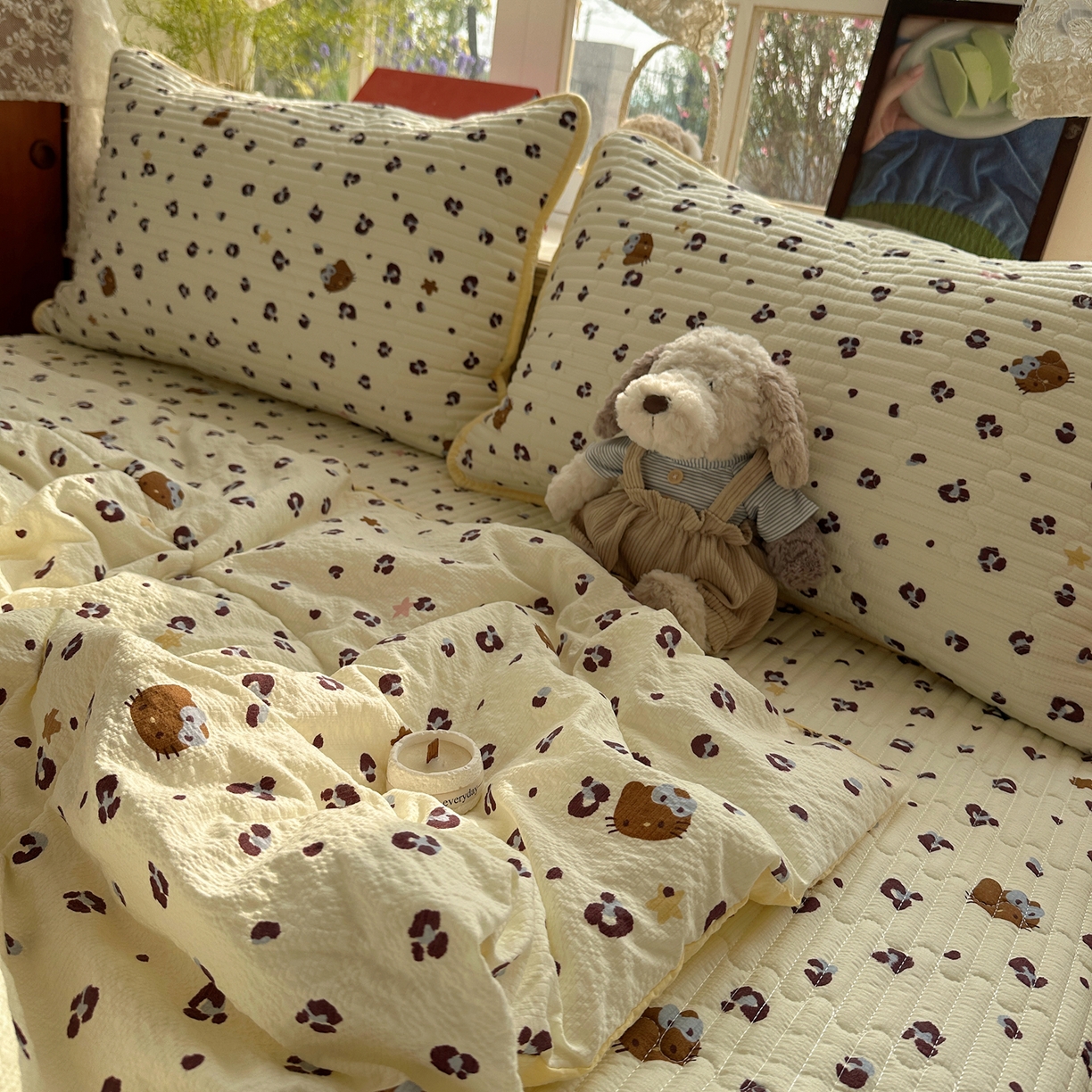 91家纺网 家纺一手货源 找家纺 （总）几禾 2026新款高品质A类泡芙纱床盖夏被套件-青提系列（晚风渐热，温柔续夏）