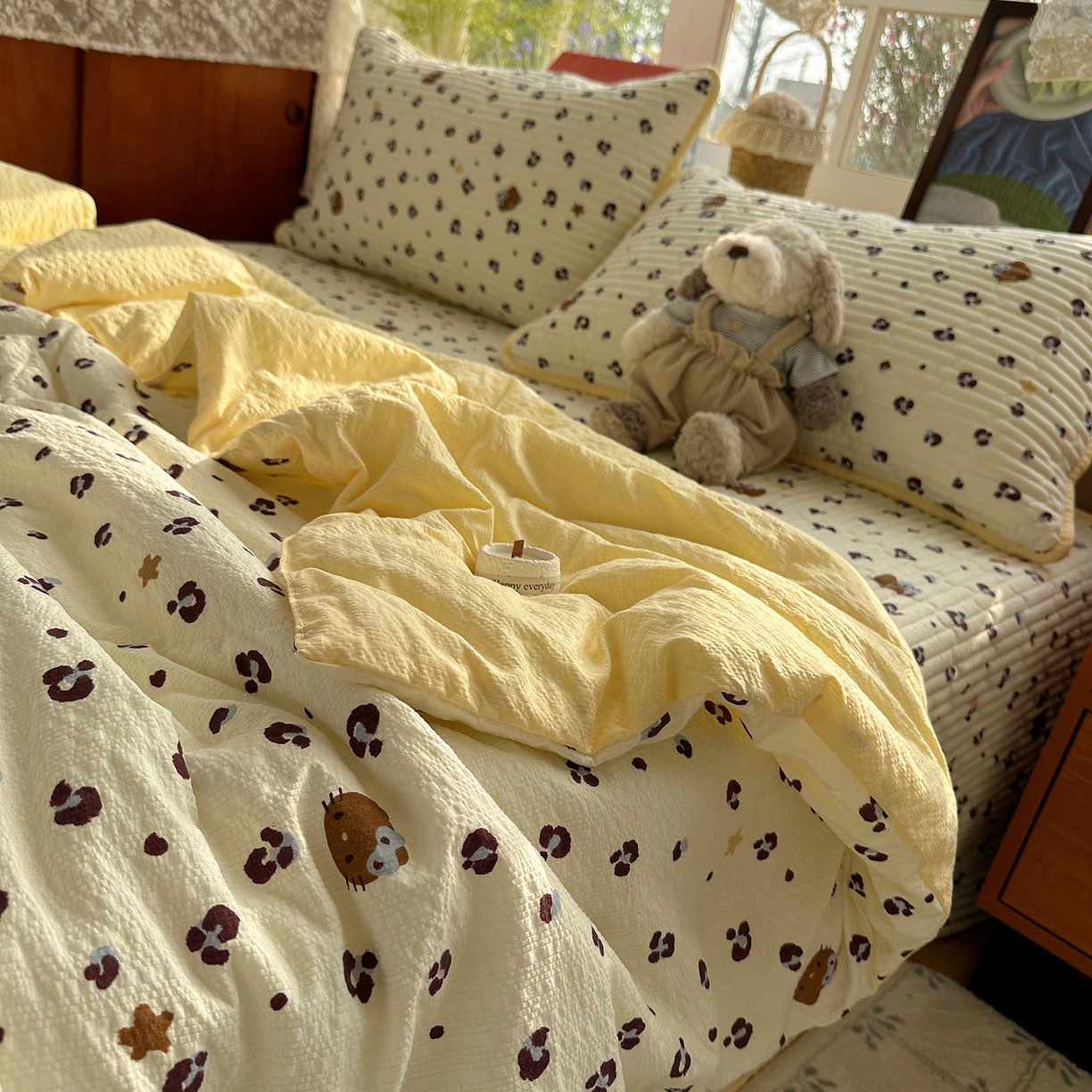 91家纺网 家纺一手货源 找家纺 （总）几禾 2026新款高品质A类泡芙纱床盖夏被套件-青提系列（晚风渐热，温柔续夏）