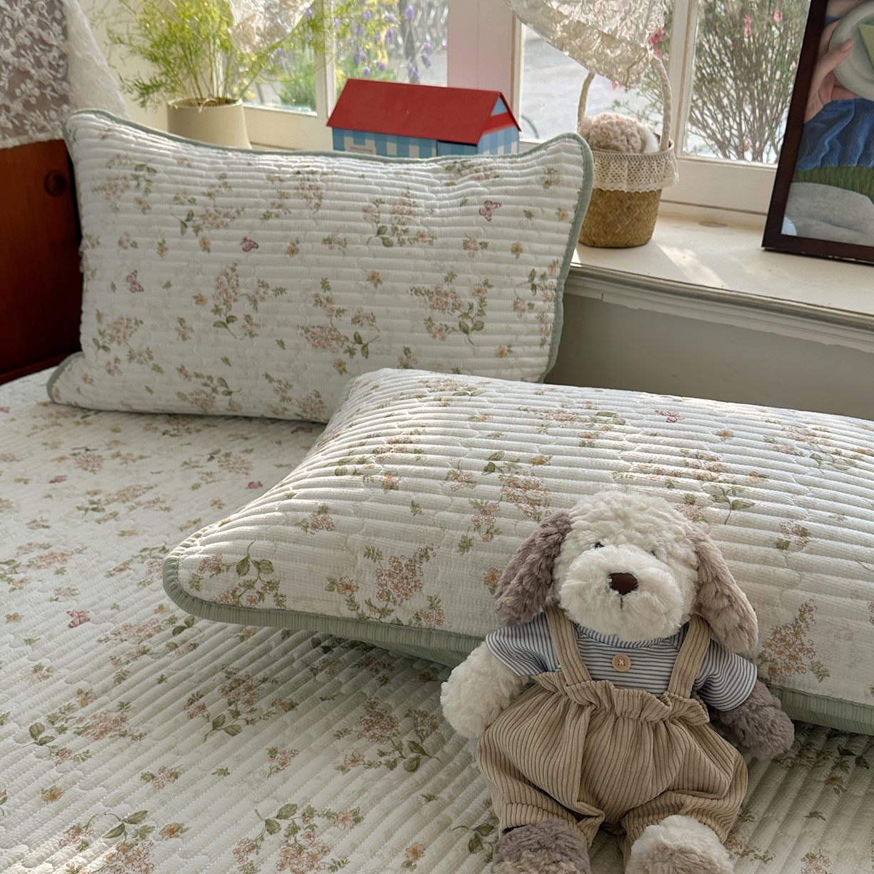 91家纺网 家纺一手货源 找家纺 几禾 2026新款高品质A类泡芙纱床盖夏被套件-青提系列（晚风渐热，温柔续夏） 青提-蝶栖黄花