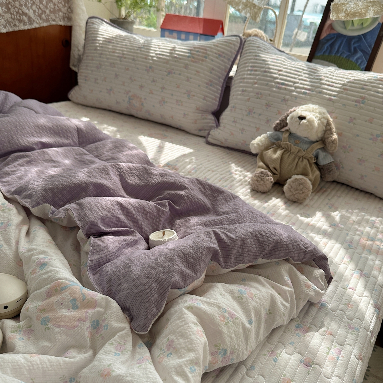 91家纺网 家纺一手货源 找家纺 几禾 2026新款高品质A类泡芙纱床盖夏被套件-青提系列（晚风渐热，温柔续夏） 青提-碎花藏甜