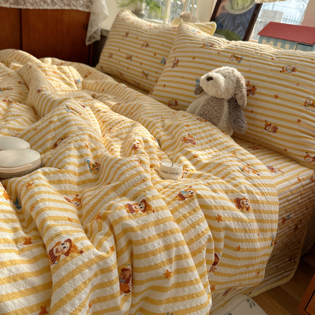 91家纺网 家纺一手货源 找家纺 几禾 2026新款高品质A类泡芙纱床盖夏被套件-青提系列（晚风渐热，温柔续夏） 青提-魔法星星