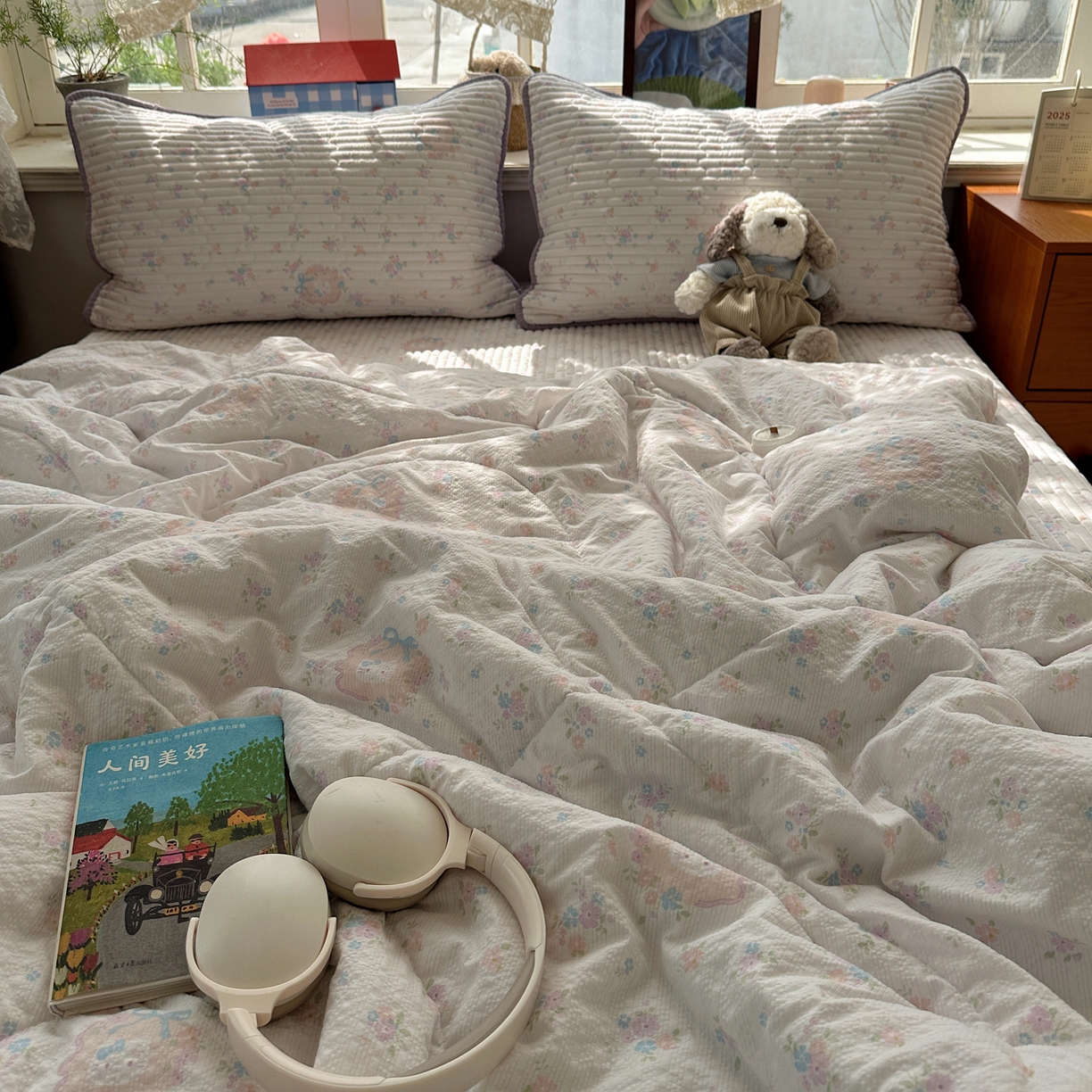 91家纺网 家纺一手货源 找家纺 几禾 2026新款高品质A类泡芙纱床盖夏被套件-青提系列（晚风渐热，温柔续夏） 青提-碎花藏甜