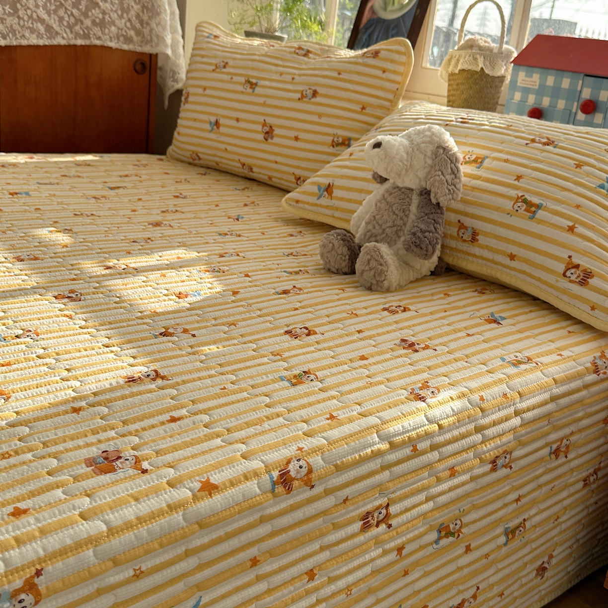 91家纺网 家纺一手货源 找家纺 几禾 2026新款高品质A类泡芙纱床盖夏被套件-青提系列（晚风渐热，温柔续夏） 青提-魔法星星