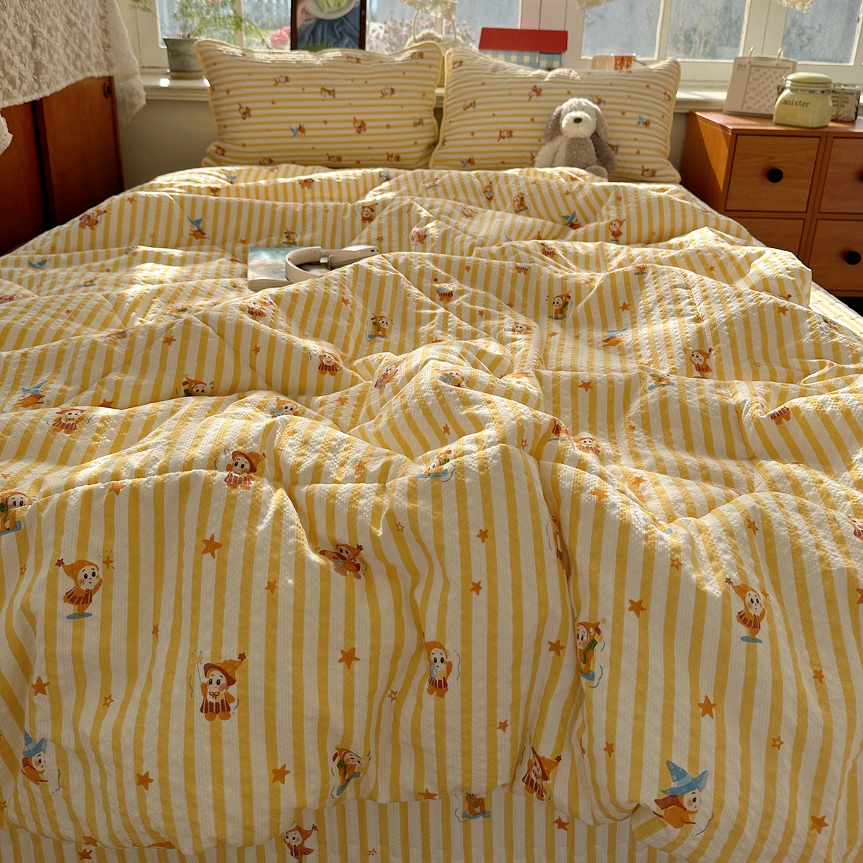 91家纺网 家纺一手货源 找家纺 几禾 2026新款高品质A类泡芙纱床盖夏被套件-青提系列（晚风渐热，温柔续夏） 青提-魔法星星