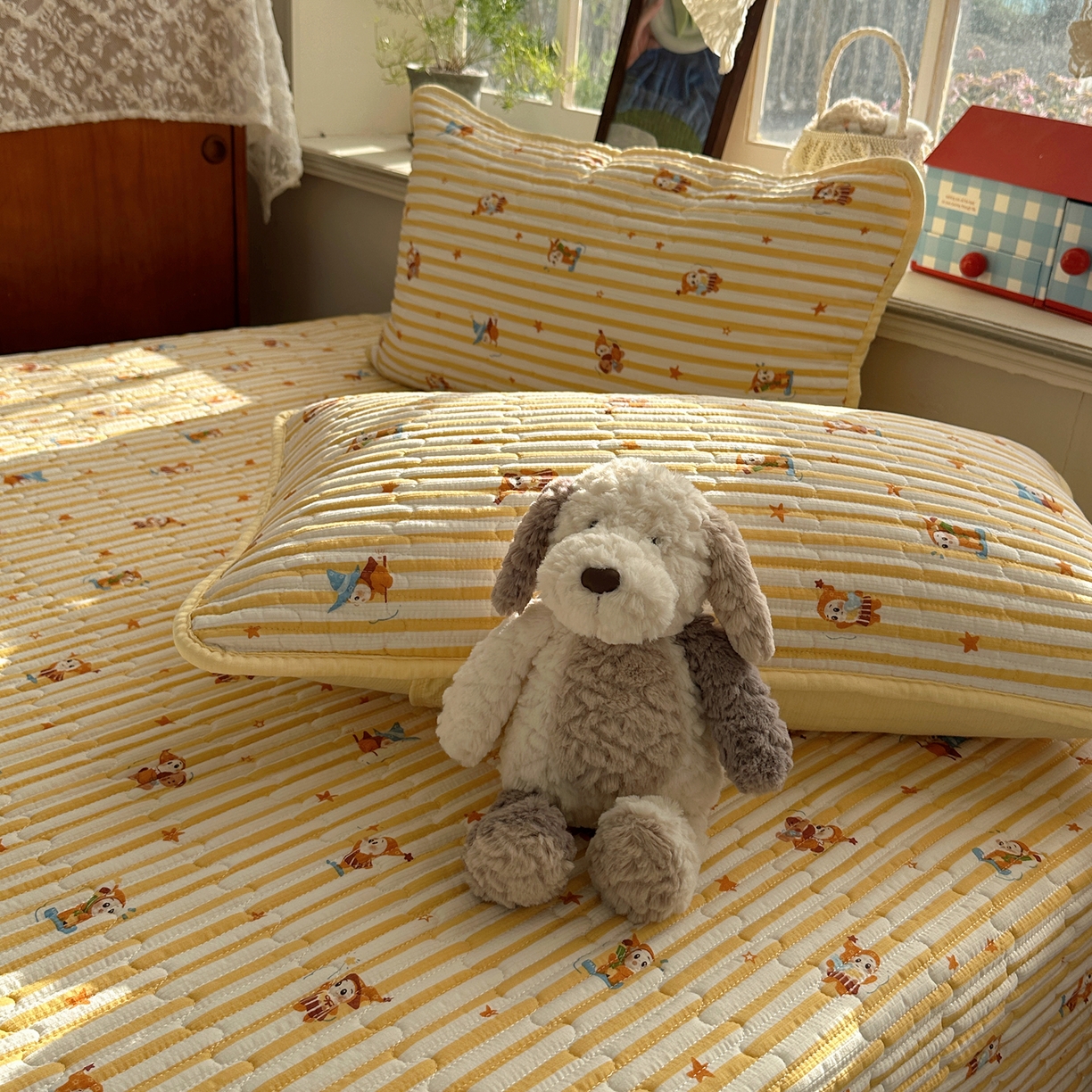 91家纺网 家纺一手货源 找家纺 几禾 2026新款高品质A类泡芙纱床盖夏被套件-青提系列（晚风渐热，温柔续夏） 青提-魔法星星