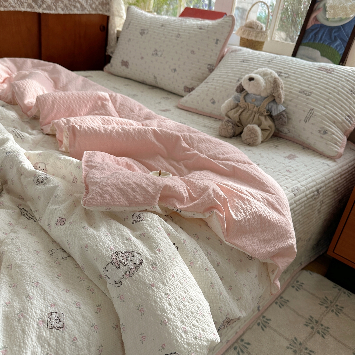 几禾 2026新款高品质A类泡芙纱床盖夏被套件-青提系列（晚风渐热，温柔续夏） 青提-悦悦小兔