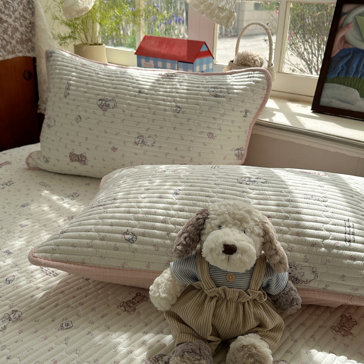 91家纺网 家纺一手货源 找家纺 几禾 2026新款高品质A类泡芙纱床盖夏被套件-青提系列（晚风渐热，温柔续夏） 青提-悦悦小兔