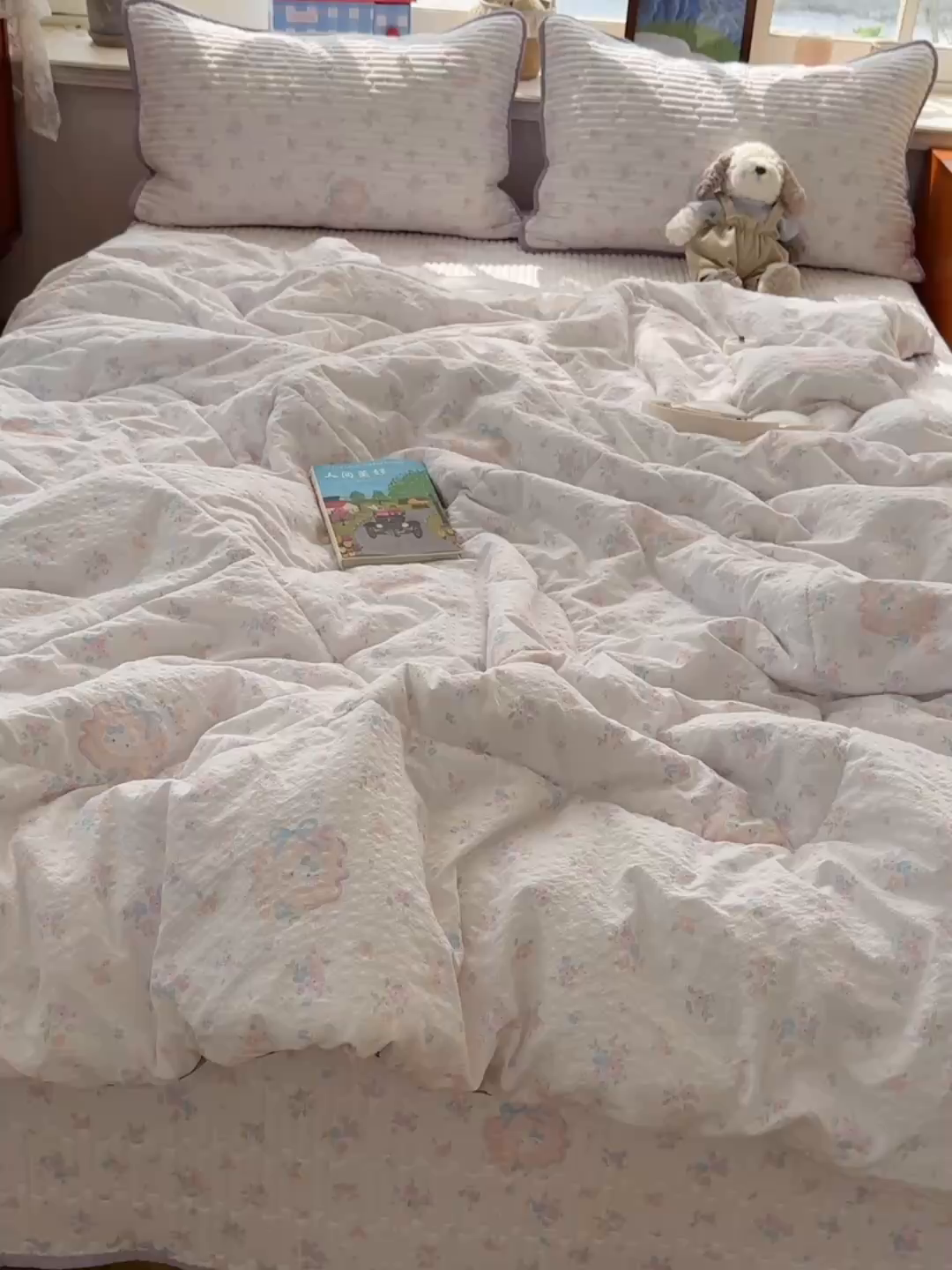 91家纺网 家纺一手货源 找家纺 几禾 2026新款高品质A类泡芙纱床盖夏被套件-青提系列（晚风渐热，温柔续夏） 青提-碎花藏甜