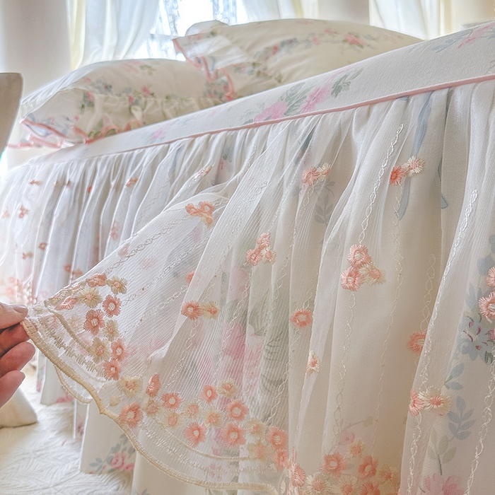 91家纺网 家纺一手货源 找家纺 （总）网红馆（ck家纺） 2026春夏新款小清新全棉印花床裙三件套