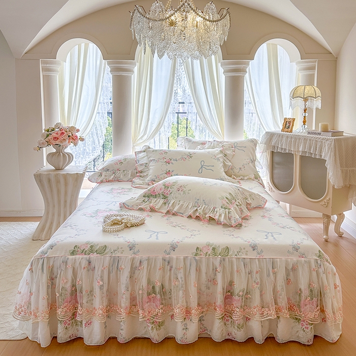 （总）网红馆（ck家纺） 2026春夏新款小清新全棉印花床裙三件套