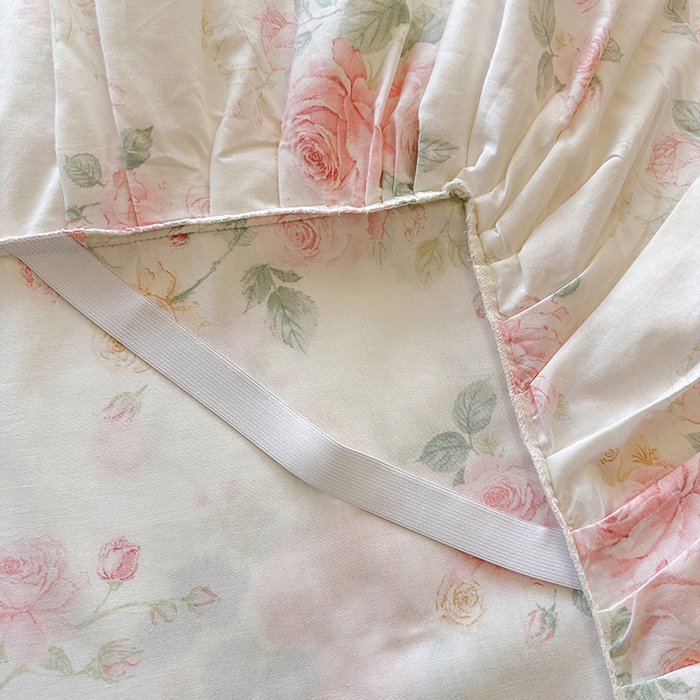 91家纺网 家纺一手货源 找家纺 网红馆（ck家纺） 2026春夏新款小清新全棉印花床裙三件套 蕾丝花海