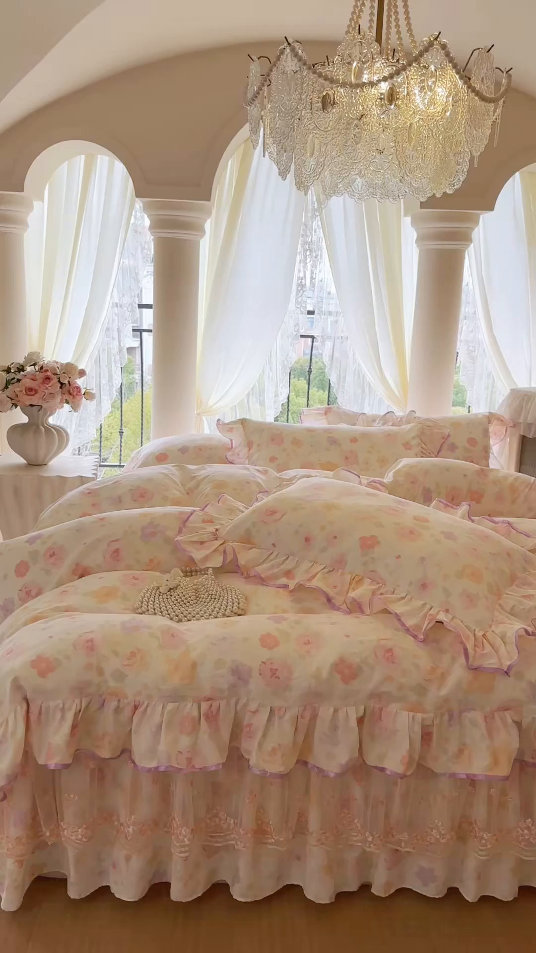 91家纺网 家纺一手货源 找家纺 网红馆（ck家纺） 2026春夏新款小清新全棉印花床裙四件套 幸福花海