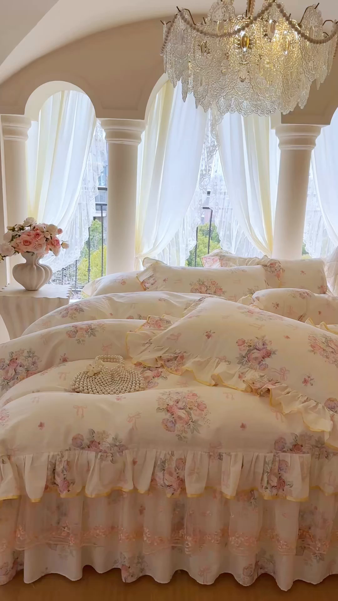 91家纺网 家纺一手货源 找家纺 网红馆（ck家纺） 2026春夏新款小清新全棉印花床裙四件套 清风花影