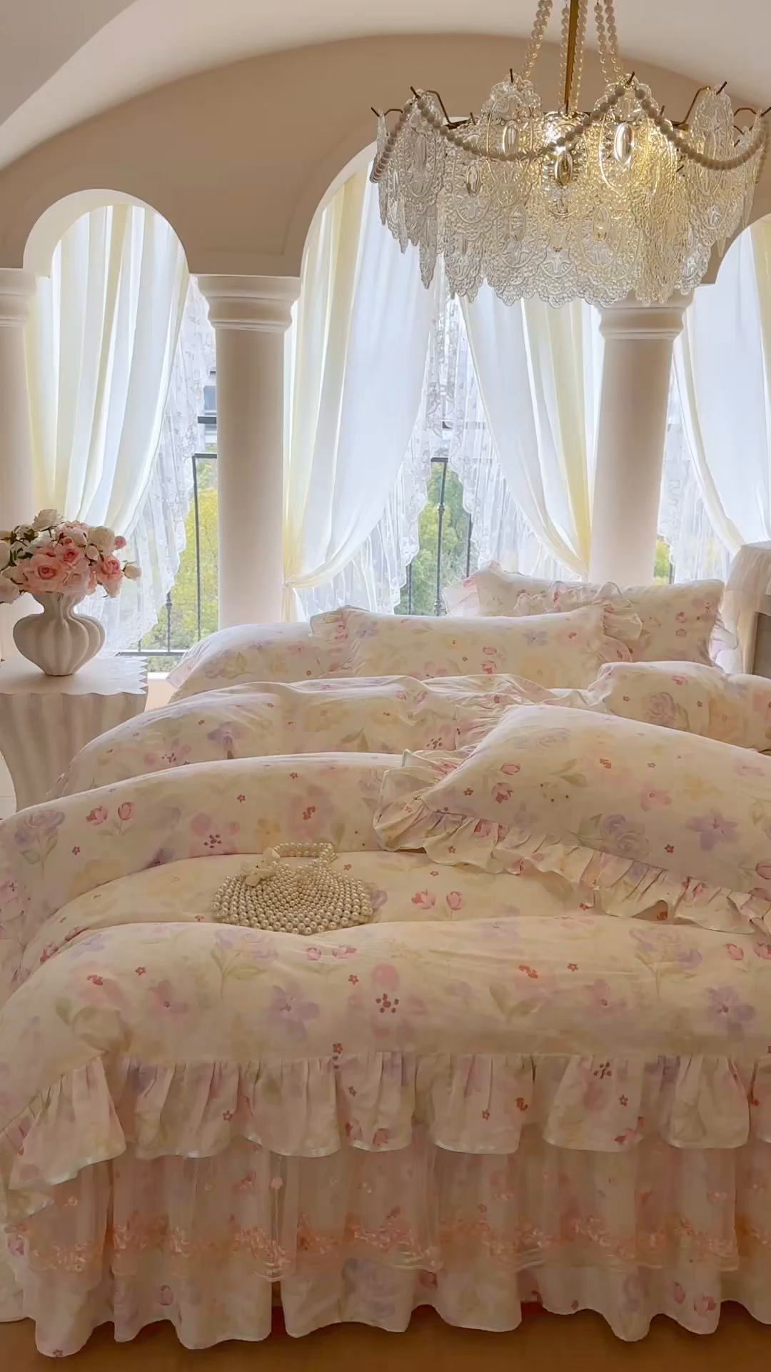 91家纺网 家纺一手货源 找家纺 网红馆（ck家纺） 2026春夏新款小清新全棉印花床裙四件套 甜心花朵