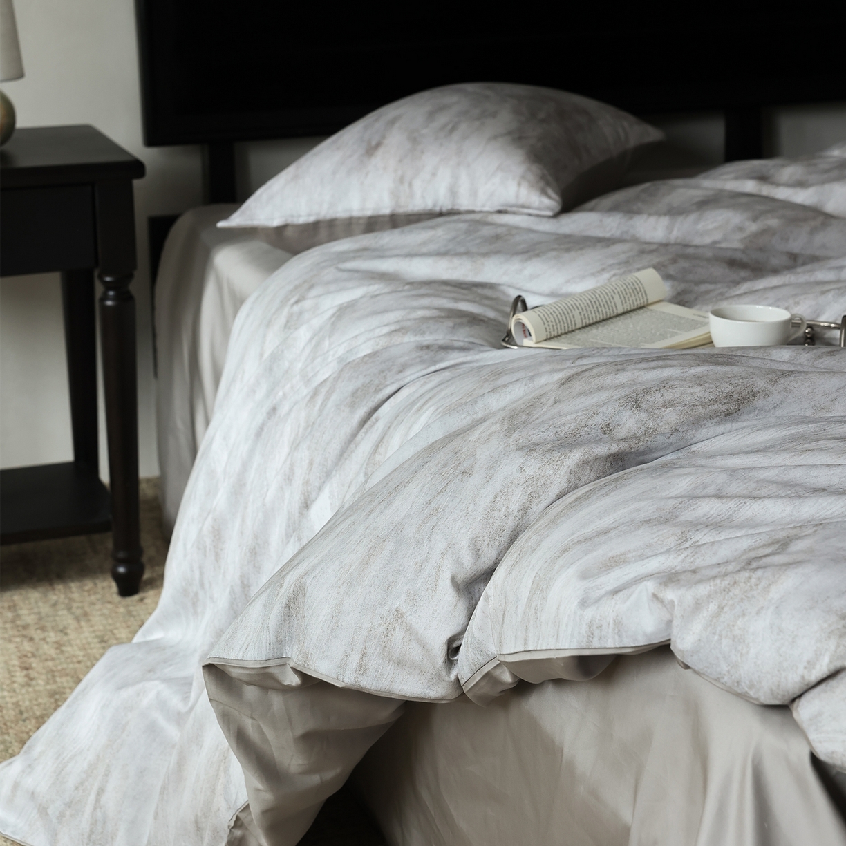 91家纺网 家纺一手货源 找家纺 （总）ONE TWO ONE 121 2026新款专版数码印花100s50支数码印花长绒棉全棉纯棉四件套水墨江隐风格二