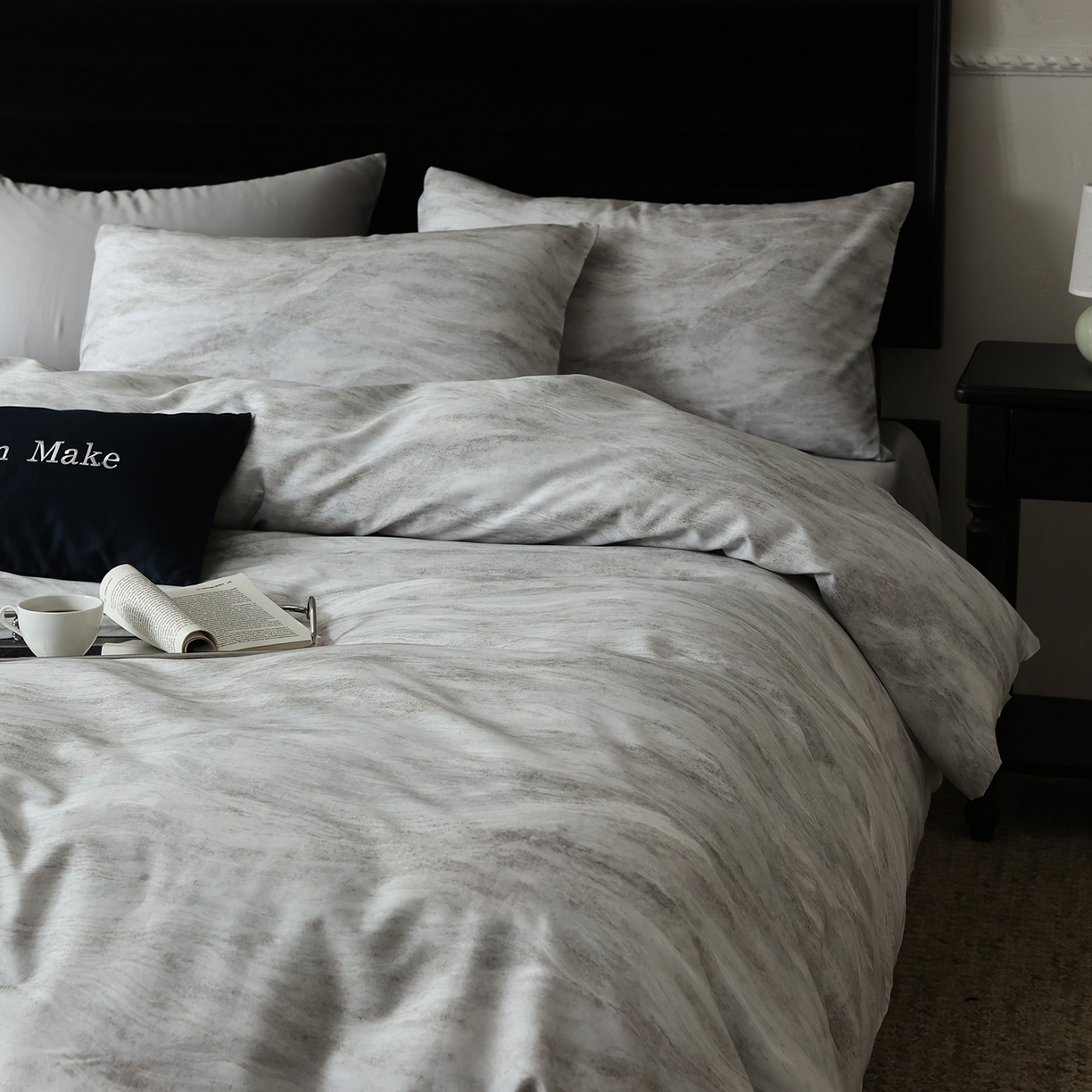 91家纺网 家纺一手货源 找家纺 （总）ONE TWO ONE 121 2026新款专版数码印花100s50支数码印花长绒棉全棉纯棉四件套水墨江隐风格二