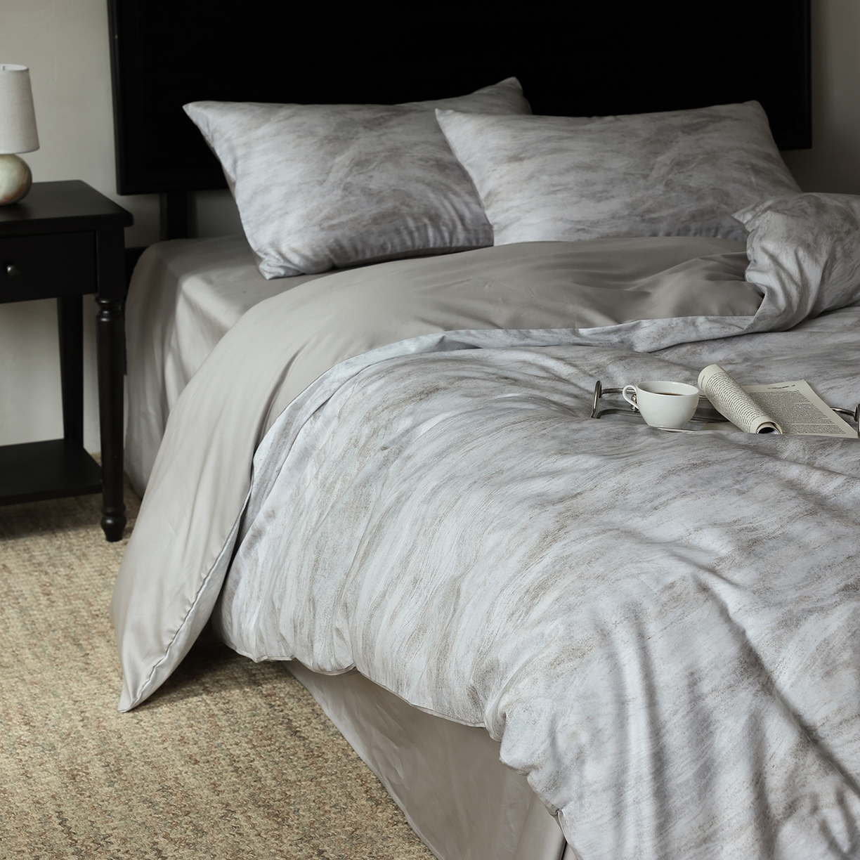 91家纺网 家纺一手货源 找家纺 （总）ONE TWO ONE 121 2026新款专版数码印花100s50支数码印花长绒棉全棉纯棉四件套水墨江隐风格二